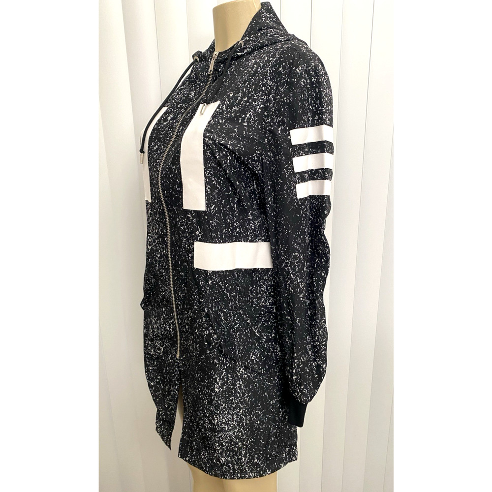 Belmar 16eme Nord Windbreaker Jacket Black White Zip Long Sleeve Pockets Hood L - Picture 2 of 8